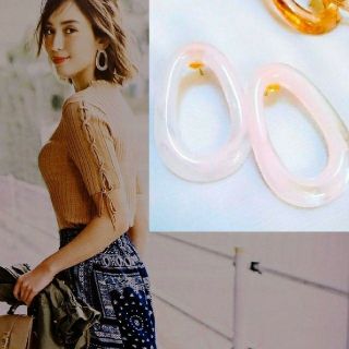 トゥデイフル(TODAYFUL)の◇ハンドメイド◇クリアカラーマーブル模様アクリルオーバルフープピアス◆ピンク(ピアス)