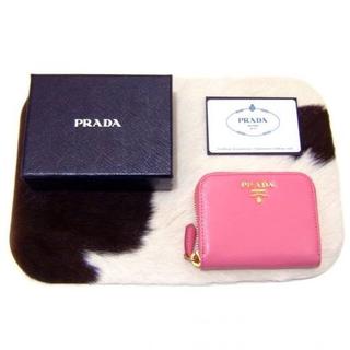 プラダ(PRADA)のプラダラウンドファスナーコインケースピンクカードケース新品S84(財布)