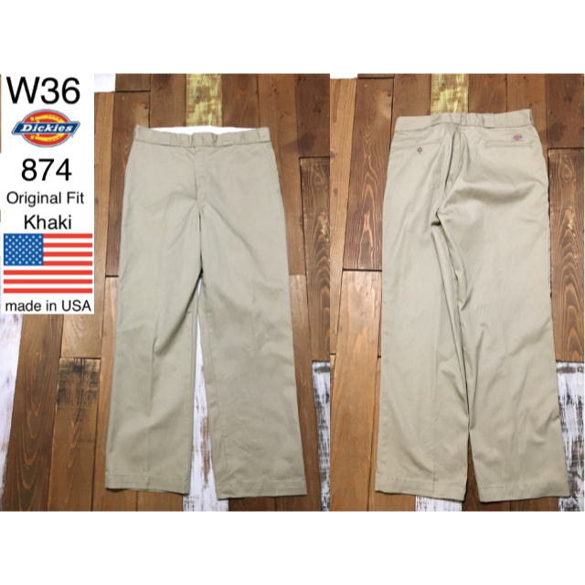 Dickies(ディッキーズ)の３９４５０　アメリカ輸入　USA製 ディッキーズ 874 カーキ　W３６ メンズのパンツ(ワークパンツ/カーゴパンツ)の商品写真