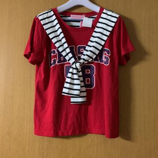 アベイル(Avail)の新品 アベイル Avail 肩がけ風 ボーダー ロゴ  Tシャツ L(Tシャツ(半袖/袖なし))