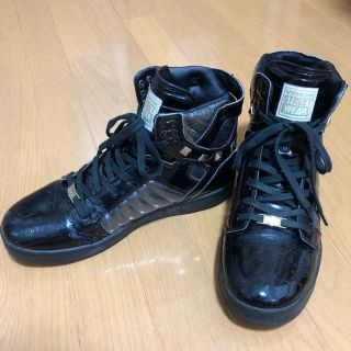 ヴィジョン ストリート ウェア(VISION STREET WEAR)のスニーカー ハイカット メンズ エナメル シューズ VISION 黒金 ブラック(スニーカー)