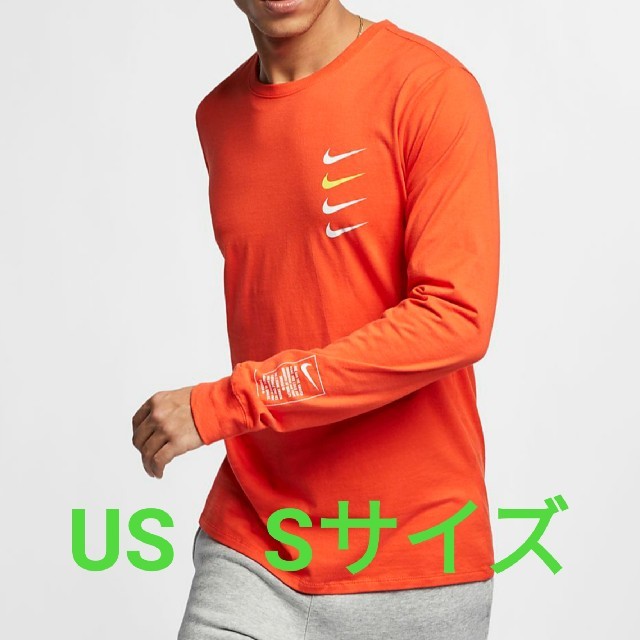 NIKE(ナイキ)のNIKE ナイキ NSW Tシャツ ロンT オレンジ US Sサイズ メンズのトップス(Tシャツ/カットソー(七分/長袖))の商品写真