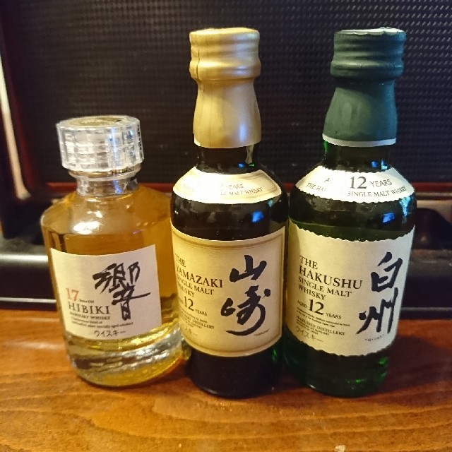 サントリー(サントリー)の響17年 白州12年 山崎12年 ミニボトル3本セット 食品/飲料/酒の酒(ウイスキー)の商品写真