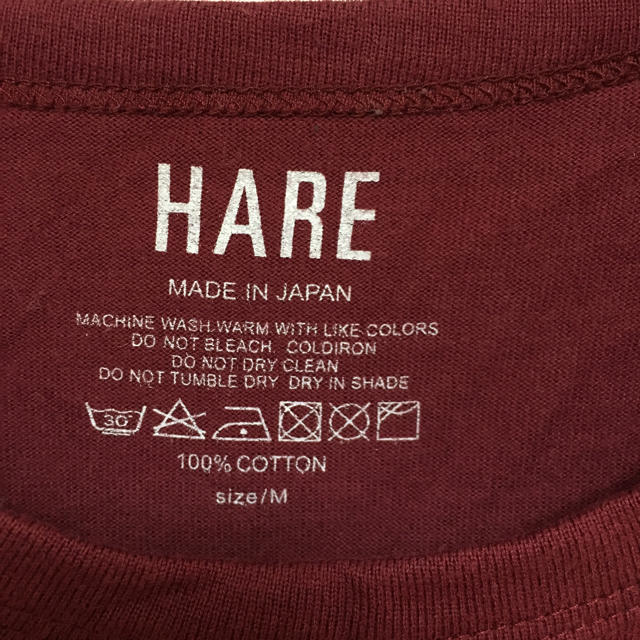 HARE(ハレ)の美品 HARE ハレ タグレス Uネック Tシャツ M 日本製 無地 メンズのトップス(Tシャツ/カットソー(半袖/袖なし))の商品写真