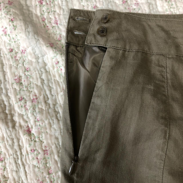 MUJI (無印良品)(ムジルシリョウヒン)の無印良品リネンスカート カーキ レディースのスカート(ひざ丈スカート)の商品写真