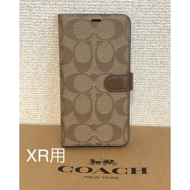 COACH コーチ iPhone XR 手帳型ケース シグネチャー カーキ