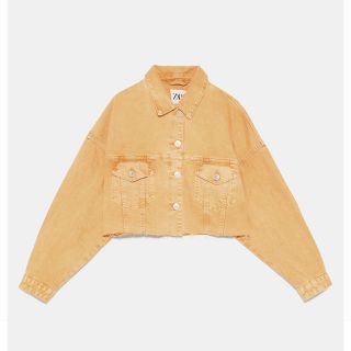 ザラ(ZARA)のzara クロップド丈デニムジャケット イエロー(Gジャン/デニムジャケット)