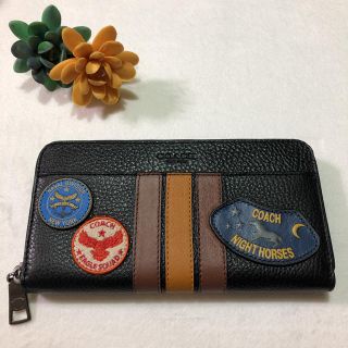 コーチ(COACH)の未使用COACH★レザーアメリカンパッチストライプメンズ長財布★(長財布)