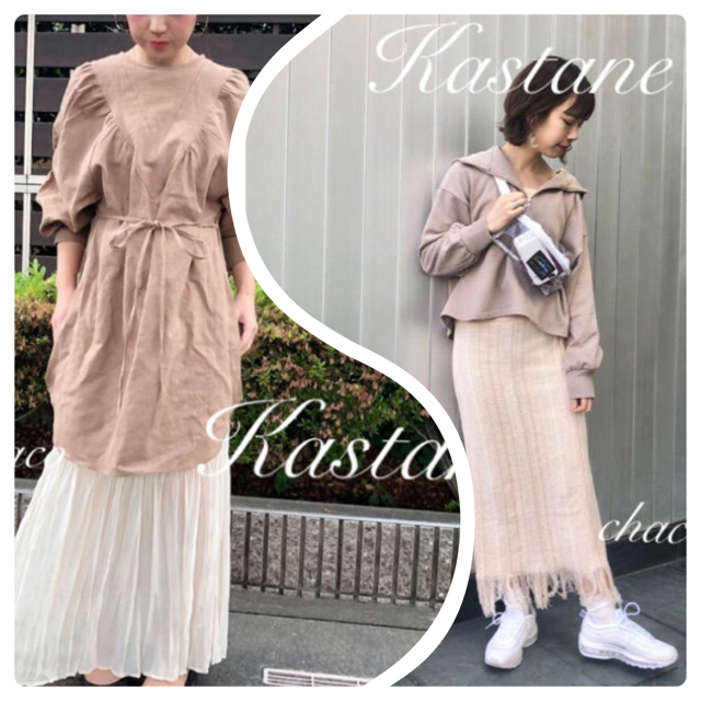 新品⁂¥7452【Kastane】ウエスト紐 ロングプルオーバー ロングブラウス