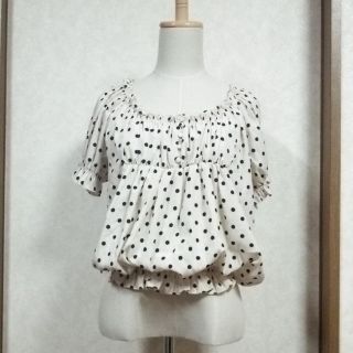 ヘザー(heather)の♡heather♡ドット柄オフショルブラウスZARA H&M Ungrid(シャツ/ブラウス(半袖/袖なし))