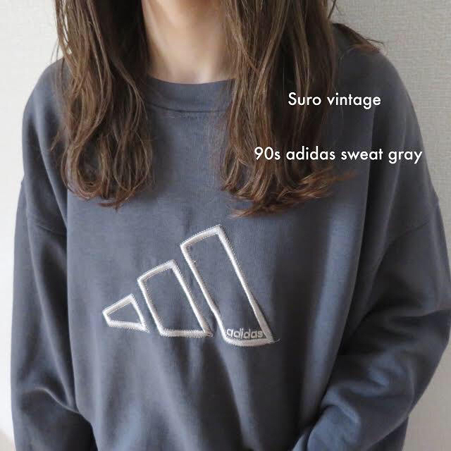 90s adidas 刺繍 スウェット トレーナー グレー  レディース