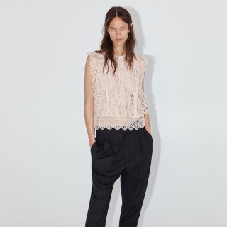 ザラ(ZARA)のザラ レーストップス ピンクベージュ(タンクトップ)