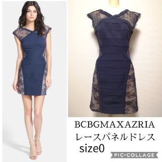 ビーシービージーマックスアズリア(BCBGMAXAZRIA)の【bcbgmaxazria 】レースパネルドレス　ミニワンピース(ミニワンピース)