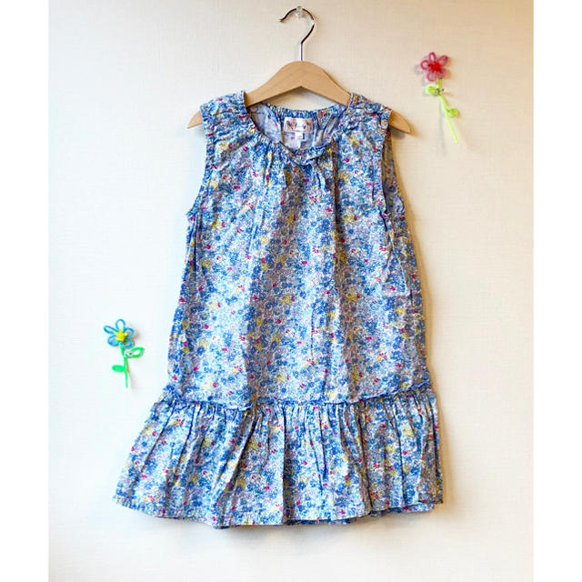 motherways(マザウェイズ)の女の子 120 花柄ワンピース ブルー キッズ/ベビー/マタニティのキッズ服女の子用(90cm~)(ワンピース)の商品写真