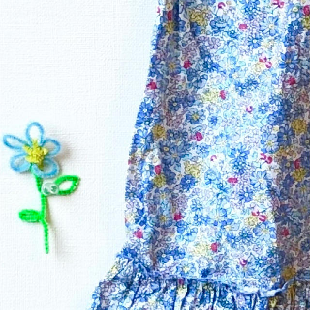 motherways(マザウェイズ)の女の子 120 花柄ワンピース ブルー キッズ/ベビー/マタニティのキッズ服女の子用(90cm~)(ワンピース)の商品写真