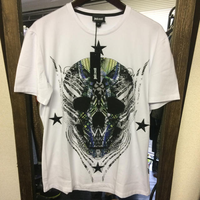 【新品】just cavalii スカルプリントTシャツ XLサイズ