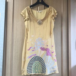 ツモリチサト(TSUMORI CHISATO)のタグ付き新品♡ツモリチサト  シルク100% ワンピース(ひざ丈ワンピース)