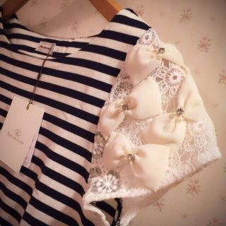 アナトリエ(anatelier)の新品♡ボンメルスリー袖レースリボン38(カットソー(半袖/袖なし))