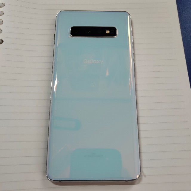 （極美品A）au Galaxy S10+ 白 （純正カバー×2つき）SIM解除済