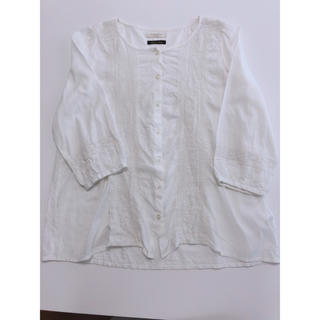 ショコラフィネローブ(chocol raffine robe)の綿100%ブラウス/レース/七分袖/ゆったりシルエット(シャツ/ブラウス(長袖/七分))