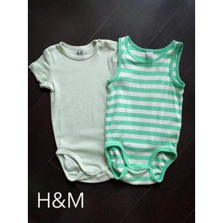 エイチアンドエム(H&M)のH&M 半袖&タンクトップロンパース 2枚セット 85cm(ロンパース)