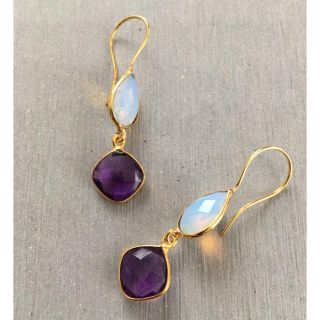 ※SALE ホワイトオパール×アメジストピアス(ピアス)