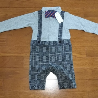 キッズ フォーマル 男の子 蝶ネクタイ付き カバーオール 長袖 95cm(ドレス/フォーマル)