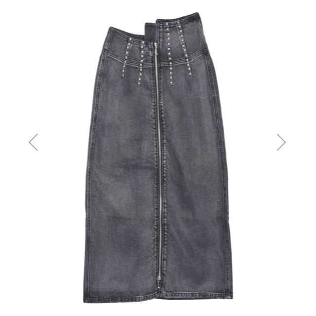 Ameri VINTAGE(アメリヴィンテージ)のAmeri STUDS LINE DENIM SKIRT ブラック新品Sサイズ レディースのスカート(ロングスカート)の商品写真