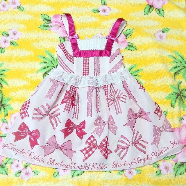 キッズ服女の子用(90cm~)シャーリーテンプル♥リボンワンピース♥ピンク♥100cm