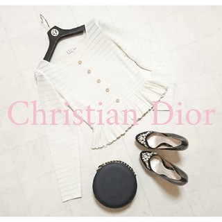 クリスチャンディオール(Christian Dior)のChristian Dior フリル カーディガン ペプラム(カーディガン)