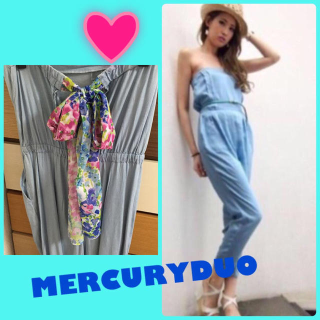 MERCURYDUO(マーキュリーデュオ)の♡バックリボンデニムロンパース♡ レディースのワンピース(その他)の商品写真