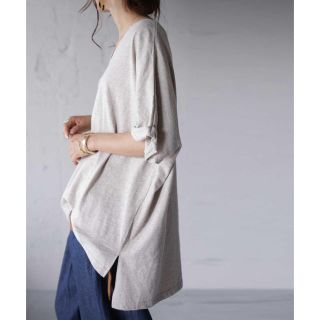 アンティカ(antiqua)のantiqua◆専用◆新品＊綿麻ネックドルマントップス❤︎ベージュ(カットソー(半袖/袖なし))