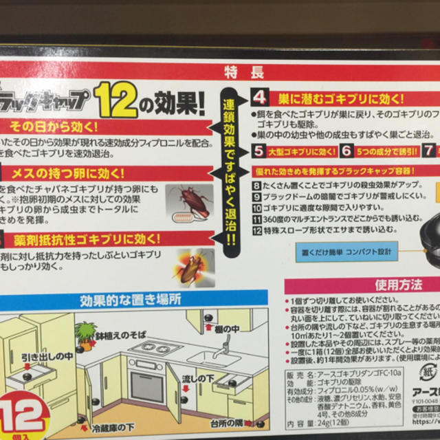 アース製薬(アースセイヤク)の送料無料 アース ブラックキャップ 12個入り インテリア/住まい/日用品の日用品/生活雑貨/旅行(日用品/生活雑貨)の商品写真