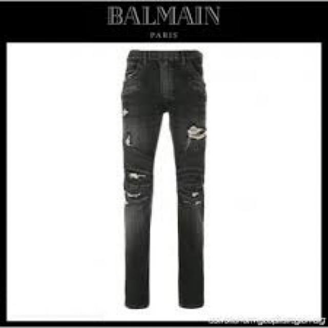 【人気商品】 BALMAIN - ダメージジーンズ デニム 黒 ブラック 正規品 28 バルマン BALMAIN デニム+ジーンズ