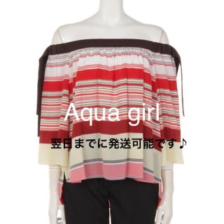 アクアガール(aquagirl)の新品 肩リボンが可愛い♡サラッと着られるオフショルダーブラウス サイズ36(シャツ/ブラウス(長袖/七分))