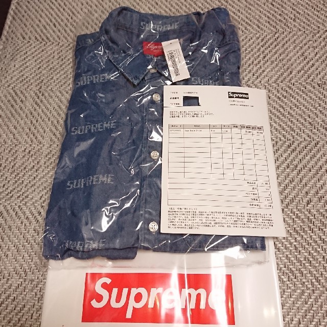 19SS 新品Supreme Logo Denim Shirt サイズL 2