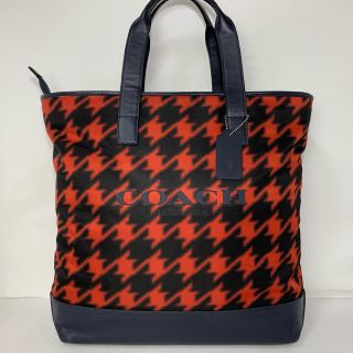 コーチ(COACH)の極美品★コーチ メンズ ★COACH レッドハウンドトゥース トートバッグ★ (トートバッグ)