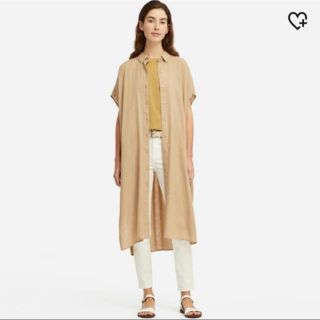 ユニクロ(UNIQLO)のリネンブレンドロングシャツ Ｌ(シャツ/ブラウス(半袖/袖なし))