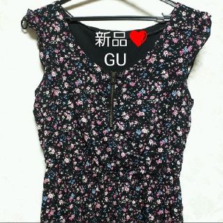 ジーユー(GU)の今日のみ価格【新品未使用】GU 花柄ワンピース　M(ミニワンピース)