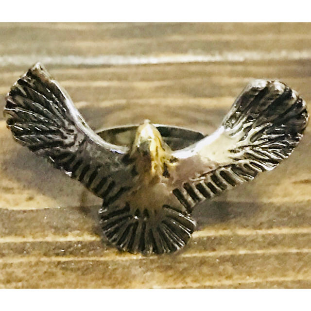 シルバー アメリカンイーグルリング バイカ アメカジ ロック ユニセックス 燻銀 メンズのアクセサリー(リング(指輪))の商品写真