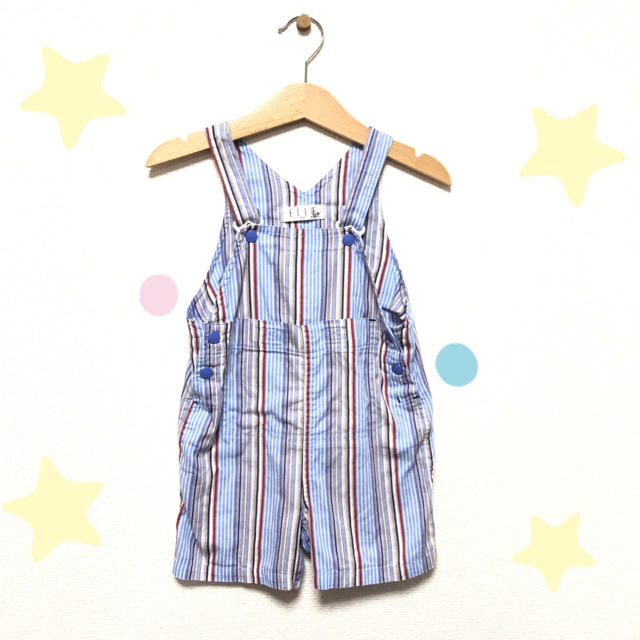 ELLE(エル)のELLE♡ストライプカバーオール キッズ/ベビー/マタニティのキッズ服男の子用(90cm~)(パンツ/スパッツ)の商品写真