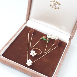 ミキモト(MIKIMOTO)の③未使用 18金 本真珠 リング ネックレスセット イタリー 750  (ネックレス)
