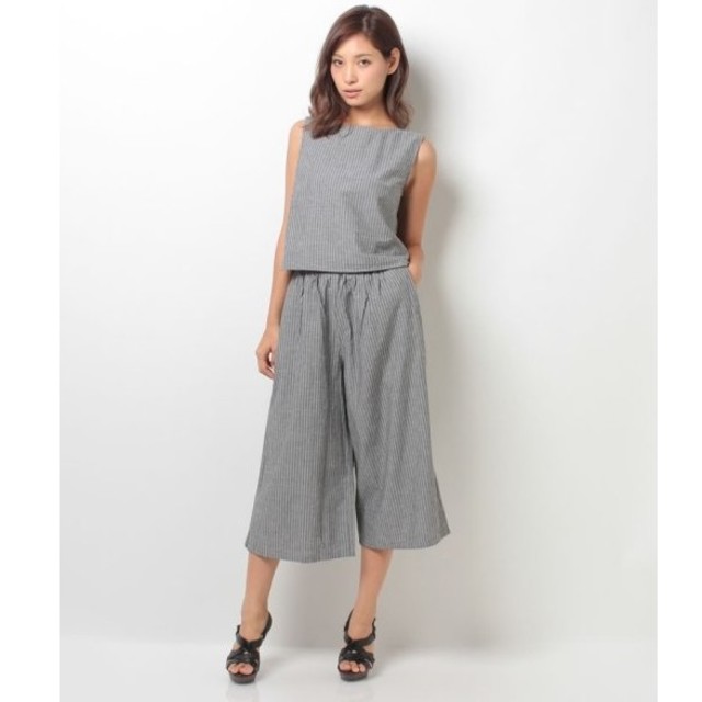 AZUL by moussy(アズールバイマウジー)の【AZUL BY MOUSSY】ストライプクロプトトップ×バギーセットアップ レディースのレディース その他(セット/コーデ)の商品写真