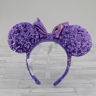 香港ディズニー 紫パープル スパンコール ミニー カチューシャ