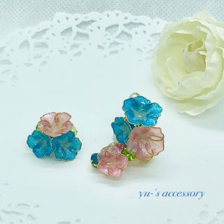 朝顔 イヤカフ＆ピアス セット(イヤーカフ)