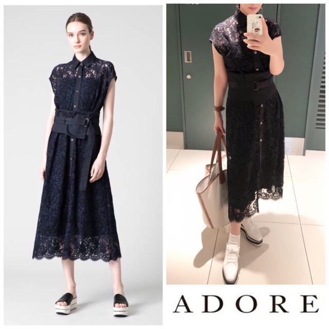 ADORE - 極美品・2018SS 30％OFF！レースワンピース＆ロングカーデ アドーアの通販 by ままパン's shop｜アドーアならラクマ