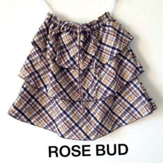 ローズバッド(ROSE BUD)のローズバッド ティアードスカート チェック　ＲＯＳＥＢＵＤ　サイズフリー(ミニスカート)