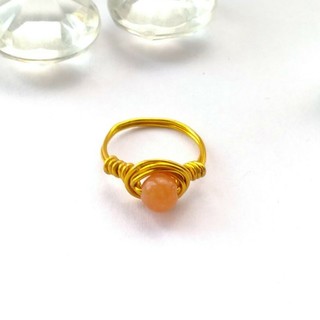 オレンジアベンチュリン　ワイヤーリング　天然石の指輪(リング)