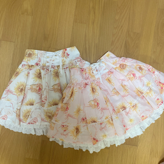 リズリサ(LIZ LISA)のLIZ LISA スカート キュロット ピンク＆ホワイト💗 ひまわり柄 夏服(ミニスカート)