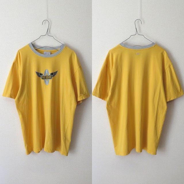 Reebok(リーボック)の90s reebok 刺繍 tシャツ イエロー 古着 レディース vintage レディースのトップス(Tシャツ(半袖/袖なし))の商品写真